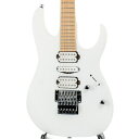 楽器種別：新品エレキギター/Ibanez 商品一覧＞＞エレキギター【85，000円〜170，000円】 商品一覧＞＞当店のギターは、出荷前に専門スタッフが検品・調整しているので安心です！Ibanez J-LINE RG6HSHMTR-WHF商品説明Ibanez J-LINEシリーズに加わる、Made In Japan RGトレモロ・モデルのスタンダード・弾き易さと薄さとを追求した極薄の Super Wizard シェイプ・ネック3ピースのメイプル材と2ピースのウォルナット材をラミネートした5pcs構造で剛性を高めています。極限まで軽い握り心地を好むプレイヤーに最適な、Ibanez=薄ネックのパイオニアたる所以とも言うべきシェイプです。・Ibanez オリジナルの Quantum ピックアップ（HSH）モダン・メタル・シーンで求められる、音の輪郭を失わない低音域とキレのよい高音域に着目して開発したIbanezオリジナル・ピックアップです。扱い易いパワーでハーフ・ポジションでもキャラクターのあるサウンドを目指しました。・メイプル材指板アタックとサスティーンに優れるメイプル材指板を採用しています。・Luminlay指板サイド・ポジション・マーク暗転したステージで役立つ高性能蓄光素材として世界中で近年急速に支持を拡大しています。・Ibanez オリジナル Edge トレモロ・ブリッジ滑らかな操作性と煌びやかなサウンドが特徴のオリジナル・トレモロ・ブリッジ Edgeを搭載しています。・Gotoh マシンヘッド高精度かつスムースで扱いやすいGotoh製マシンヘッドを採用しています。・ダイキャスト・プレートによるティルト・ネック・ジョイント・ホワイト&シルバーがテーマカラーのWHF（White Flat）フィニッシュ＆クローム・カラー・ハードウェア・D‘Addario EXL120※画像はサンプルです。製品の特性上、杢目、色合いは一本一本異なります。商品詳細Neck type: Super Wizard 5pc Maple/Walnut neckBody: Basswood bodyFretboard: Maple fretboardFret: Jumbo fretsBridge: Edge tremolo bridge bridgeNeck pickup: Ibanez Quantum (H) neck pickupMiddle Pickup: Ibanez Quantum (S) middle pickupBridge pickup: Ibanez Quantum (H) bridge pickupHardware color: ChromeString Gauges: .009/.011/.016/.024/.032/.042Neck DimensionsScale 648mm/25.5Width at Nut: 43mmWidth at Last Fret: 58mmThickness at 1st: 17mmThickness at 12th: 19mmRadius: 430mmRソフトケース付属◆Color:・WHF (White Flat)イケベカテゴリ_ギター_エレキギター_Ibanez_新品 JAN:4549763302892 登録日:2023/06/16 エレキギター アイバニーズ イバニーズ