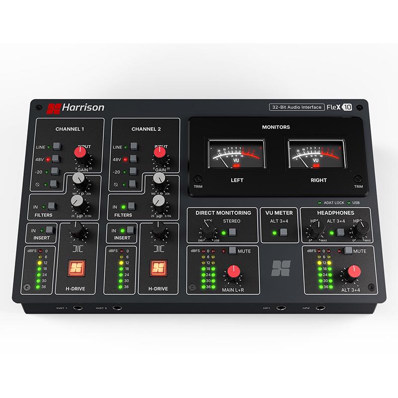 楽器種別：新品Harrison Audio/新品 商品一覧＞＞DTM【75，000円〜145，000円】 商品一覧＞＞オーディオインターフェイス/USB/Harrison Audio 商品一覧＞＞DTM（DAWソフト/オーディオインターフェイス等）関連機器担当部門 パワーレックは専門スタッフに気軽に相談できる渋谷発のDTM専門フロアです。Harrison Audio FLEX-10 (ハリソンオーディオ)(オーディオインターフェイス)(2in/4out)(ADAT搭載)(32ビット/192 kHz対応)(USB-C搭載)(FLEX10)商品説明【製品の特長】★ハリソンならではのアナログサウンドを備えた高性能USB/ADATオーディオインターフェース●音楽の黄金時代。 レッド・ツェッペリン、ジョニー・キャッシュ、スーパートランプ、クイーン、ABBA、 マイケル・ジャクソンなど、数々の名盤を生み出したサウンドの源であり、世界中の主要スタジオの中心として ニューヨークの老舗スタジオ「イーストサイド・サウンド」から、オックスフォード大学のような世界トップクラスの学術施設、そしてハリソンの本拠地である「ミュージック・シティ」ナッシュビルに至るまで 音楽の黄金時代からインスピレーションを得た、高性能な10イン/12アウト、32ビット/192 kHz対応のUSB/ADATオーディオインターフェース「ハリソン Flex-10」をご紹介します。●時代を超えたハリソンの魅力ハリソンの歴史は1970年代に遡ります。創業者デイブ・ハリソンが、伝説的な「32シリーズ」コンソールによって現代のレコーディング業界の様相を一変させたのがその始まりです。これらの象徴的なアナログ・コンソールは、音楽の黄金時代を形作り、今なお世代を超えて人々を鼓舞し続けるレコーディング作品を生み出しました。紛れもない滑らかなサウンド特性と直感的なワークフローで高く評価されたハリソンのコンソールは、世界中のスタジオの中心的存在となりました。今日、その遺産は、フラッグシップモデルである「32Classic」コンソールから、DAW「Mixbus」、チャンネルストリップ「Mixstrip」、そしてハリソンの「500シリーズ」ラックおよびモジュールに至るまで、クラシックなハリソンの雰囲気を備えた現代的なツールの完全なエコシステムへと広がり、次世代のアーティストやエンジニアに、時代を超えた音楽を創り出すために必要なツールを提供しています。 今、ハリソンの伝統はかつてないほど広く浸透しています。アナログならではの個性を求めるプロデューサーやミュージシャンのために設計されたFlex-10」は、ハリソンが誇るサウンドを多機能なレコーディング・インターフェースに凝縮しています。●あの黄金の70年代サウンド単に個性に欠けるオーディオインターフェースをアナログの魅力を加えたものにアップグレードしたい場合でも、古くなったポータブルレコーダーやテープマシンを引退させたい場合でも、あるいは数え切れないほどのレコードで聴かれるあの極めて滑らかなハリソンのサウンドを求めている場合でも、Flex-10は、滑らかなアナログのトーンシェイピングとオールドスクールなサチュレーションという、まさに「本物」をお届けします。妥協のない、まさに黄金時代のサウンドそのものであり、初めてデスクトップ上で手に入れることができます。 フロントエンドには2つの高性能ハリソン・プリアンプが搭載されており、それぞれにH-DRIVEトランス・サチュレーションが採用されています。その結果、ソースから直接豊かな音楽的な色合いが得られ、スタジオに70年代のミキシング・コンソールの独特の雰囲気を再現します。象徴的な32シリーズ・コンソールに由来するクラシックなハリソン・ハイパスおよびローパス・フィルターにより、直感的で即座なトーン・シェイピングが可能となり、入力ソースの周囲の空間を調整したり、最初のテイクからミックスを形作ったりするのに最適です。 フロントパネルには2つの楽器用入力端子が便利な位置に配置されており、ギター、ベース、その他の楽器レベルのソースを素早く簡単に接続できます。●美しく音楽的で、ノスタルジックなインスピレーションを掻き立てるFlex-10は、クリアでディテールに富んだレコーディングから、魅力的で温かみのあるトランスフォーマー・サチュレーション、そしてその間のあらゆるサウンドまで、自在に切り替えることができます。Flex-10は、現代的な利便性と伝統的なワークフローを融合させています。両チャンネルに専用のバランス・インサートポイントを備えており、お気に入りのコンプレッサーやハリソン500シリーズ、あるいは特別な味わいを生み出す、少し予測不能なブティック・エフェクト・ボックスといったアウトボード機器を簡単に統合できます。●クラシックなアナログとモダンなデジタルの融合32Classicコンソールと同様に、Flex-10はアナログの伝統と現代のデジタル互換性を融合させています。次世代の32ビット/192 kHzコンバーターが原音そのままのクリアな録音を実現し、8チャンネルのADAT I/Oは、大規模なレコーディングセッションや既存の機材とのシームレスな統合を可能にします。Flex-10は、スタジオでも外出先でも、セットアップの自然な中心となる存在です。柔軟なモニタリング機能により、専用のレベルコントロールを備えた2つの独立したモニター出力に加え、あなたや共同作業者用の複数の高電流ヘッドフォン出力が利用可能です。シンセやドラムマシンを接続したいですか？ Flex 10には3.5mm TRSコネクタを介したMIDI入出力も搭載されており、すべての機器を接続して、あなたのコントロール下に置くことができます。そして、お気づきかもしれませんが…前面に配置された印象的なVUメーターが、セットアップに躍動感と個性を加え、70年代のスタジオの雰囲気をほどよく演出します。もちろん、あくまで「モニタリング目的」での使用に限ります。時代を超えたサウンドとモダンなデザインが融合し、レコーディングの黄金時代をあなたのスタジオにもたらします——ヴィンテージのラグは付属しません。●Harrison Creator Pack および Mixbus 12 DAWFlex-10 には、「Harrison Creator Pack」が同梱されています。これは、Solid State Logic、Slate Digital、Sonible、Loopcloud、AAS、Native Instruments、IK Multimedia など、トップクラスのパートナー各社による、パワフルでインスピレーションあふれるプレミアムなバーチャル・インストゥルメント、プラグイン、ループ、サンプルのコレクションです。 さらに、受賞歴を誇るアナログコンソールを彷彿とさせるデジタルオーディオワークステーション「Harrison Mixbus 12」のフルライセンスも含まれています。このソフトウェアは、クラシックなコンソールのワークフローを基盤としており、すべてのチャンネルにHarrison独自のコンソールEQを搭載。1つのパッケージで、ハードウェアとソフトウェアを兼ね備えた完全なスタジオ環境を実現します。インスピレーションを求めるミュージシャンでも、新しいツールを探しているベテランのプロデューサーでも、「Creator Pack」は期待に応えます。充実した機能を備えたDAW、ソフトウェアシンセサイザー、ビンテージスタイルのキーボード、ギターアンプおよびエフェクターのモデリング、スタジオグレードのプラグイン、さらに数千ものループやサンプル——必要なものはすべて揃っており、いつでもすぐに使い始められます！【製品の仕様】・10イン/12アウト USB-Cオーディオインターフェース・32ビット/192 kHz コンバーター ・Harrison製高性能マイクプリアンプ×2 ・Hi-Z楽器入力×2 ・ラインレベル入力×2 ・H-Driveトランス回路 × 2 ・クラシック・ハイパス＋ローパス・フィルター ・チャンネルごとのバランス型インサートポイント ・2系統のメイン・ステレオ出力 ・ヘッドフォン出力×2 ・ADAT入出力 ・MIDI入出力 ・Mac OS ではクラスコンプライアント、Windows では付属の ASIO ドライバーに対応。 ・Harrison Mixbus 12 DAW および Harrison Creator Pack ソフトウェアが同梱されています。#オーディオインターフェース#オーディオインターフェイスイケベカテゴリ_DTM_オーディオインターフェイス_USB_Harrison Audio_新品 SW_Harrison Audio_新品 JAN:0850057437232 登録日:2026/08/20 ハリソンオーディオ