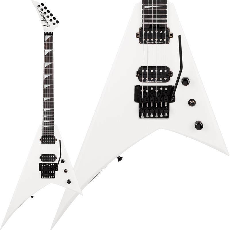 楽器種別：新品Jackson USA/新品 商品一覧＞＞エレキギター【300，000円〜565，000円】 商品一覧＞＞Vタイプ/Jackson USA 商品一覧＞＞当店のギターは、出荷前に専門スタッフが検品・調整しているので安心です！Jackson USA American Series Rhoads RR24 (Snow White/Ebony)商品説明アメリカ生まれの大胆かつ過激なシュレッドマシン、Jackson American Series Rhoads RR24が登場。このアイコニックなハイパフォーマンスギターは、カリフォルニア州のコロナ工場で、厳選された素材とパーツのみを使用し、精緻に作り上げられています。RR24のオフセットされたRhoadsスタイルのアルダーボディは、洗練されたフォルムで見る者を魅了し、豊かな響きと生き生きとしたトーンを響かせます。グラファイト補強ロッドを内蔵したスルーネック構造の3ピースメイプルネックは、抜群の安定性とサスティンを実現。12?16インチコンパウンドラジアス仕様のエボニー指板には24本のジャンボステンレススチールフレットが採用され、指板全体にわたってスムーズなチョーキングが可能です。RR24にはSeymour Duncan JBと'59ハムバッカーはタイトでありながら表現力豊かなトーンを実現します。これらのUSA製ピックアップは、ピッキングの強弱によって美しいリードサウンドから極太のディストーションサウンドまでをカバーすることができます。ボディに落とし込まれたFloyd Roseダブルロッキングトレモロは、激しいアーミングを行なっても正確なチューニングを堅牢に維持します。リバース6連ペグ式ヘッドストック、マザーオブパールのシャークフィンインレイを備えたJackson RR24 HTは、サウンドだけでなくルックスでも注目を集めます。スピードに特化したシュレッドマシンを求めるなら、これ以上の選択肢はありません。RR24は、アメリカンメタルの真髄を体現する一本です。※画像はサンプルになります。製品の特性上、杢目・色合いは1本1本異なります。商品詳細Series: American SeriesBody Shape: RhoadsBody Material: AlderBody Finish: GlossNeck Material: 3-Piece MapleNeck Finish: Gloss Color MatchedFingerboard: Ebony， 12-16 Compound Radius (304.8 mm to 406.4 mm)Frets: 24， Jumbo StainlessPosition Inlays: Inverted Mother of Pearl SharkfinNut Width: 1.6875 (42.86 mm)Headstock: Reverse Jackson Pointed 6-In-LineTuning Machines: Gotoh MG-T LockingTruss Rod: Dual-Action with WheelBridge: Floyd Rose 1500 Series Double-Locking TremoloPickups:Seymour Duncan JB TB-4 (Bridge)Seymour Duncan '59 SH-1N (Neck)Pickup Switching: 3-Position Blade:Position 1. Full Bridge PickupPosition 2. Bridge and NeckPosition 3. Neck PickupControls: Volume， ToneControl Knobs: Dome-Styleハードケース付属イケベカテゴリ_エレキギター_Vタイプ_Jackson USA_新品 SW_Jackson USA_新品 JAN:0885978936441 登録日:2026/06/01 エレキギター ジャクソン