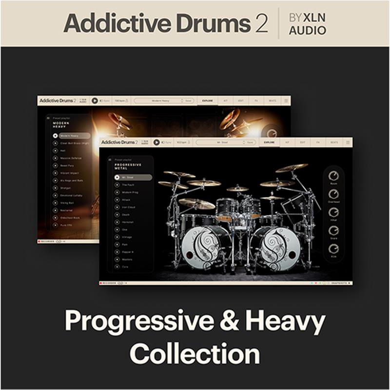 楽器種別：新品xlnaudio/コード販売 商品一覧＞＞xlnaudio/新品 商品一覧＞＞DTM【10，000円〜30，000円】 商品一覧＞＞ソフトウェア音源/ドラム・パーカッション系/xlnaudio 商品一覧＞＞DTM（DAWソフト/オーディオインターフェイス等）関連機器担当部門 パワーレックは専門スタッフに気軽に相談できる渋谷発のDTM専門フロアです。xlnaudio AD2 : Progressive & Heavy Collection (アディクティブドラム)(ADpak)(MIDIパック)(オンライン納品)商品説明ヘビーな音楽を支える全ての要素を網羅したドラム・コレクション！AD2 Progressive & Heavy Collectionは、世界最高峰のドラムキット2種類とMIDIパック2種類を1つのパッケージにまとめたコレクションです。メタルプロデューサー、David CastilloがレコーディングしたProgressive MetalとModern HeavyのMIDIパックは、轟音を響かせるモダンメタルから複雑なプログレッシブアレンジまで、ヘヴィミュージックのあらゆるジャンルを網羅しています。どちらのキットもデュアルキックドラムを搭載し、自然な交互のリズム感でダブルキックパターンを生き生きと表現します。さらに、2種類のMIDIパックが付属し、Waltteri Vayrynenの緻密なプログレッシブ構造からDylan Watsonの力強いビートまで、幅広いグルーヴを提供します。力強いサウンドから繊細な音楽的ディテールまで、これらのグルーヴを使えば、本格的なヘヴィドラムパートを構築できます。◆Progressive Metal (ADpak)プログレッシブメタルの魂をあなたの楽曲に宿すADpakドラムキットProgressive Metal ADpakは、メタル界屈指のOpethのドラマー、ワルッテリ・ヴァユリュネン (Waltteri Vayrynen)のサウンドをあなたの楽曲にお届けします。ワルッテリ自身が愛用するPearl Reference PureキットでレコーディングされたこのADpakは、明瞭なダブルキック、メロディックな動きを生み出すダイナミックなタム、そして豊かで深みのあるシンバルサウンドを提供します。◆Modern Heavy ADpak (ADpak)あらゆるヘビーな音楽に対応する究極のツールボックスドラムがギターの壁を切り裂く。シンバル、タム、スネア、チューニングなど、多彩で幅広いラインナップを誇るModern Heavyは、メタルやヘヴィ・ミュージック制作のためのスイス・アーミー・ナイフです。◆Progressive Metal Beats & Songs (MIDIpak)◆Modern Heavy Beats & Songs (MIDIpak)〇Addictive Drums 2.5 とは？Addictive Drums 2.5 は、プロが実際に演奏したアコースティック・ドラムサウンド、生のリズム・パフォーマンス、高品質のビルトイン・エフェクトを備えたドラム制作におけるトップシェアのスタジオソフトウェアです。※最新の動作環境はメーカーページをご参照ください。イケベカテゴリ_DTM_ソフトウェア音源_ドラム・パーカッション系_xlnaudio_コード販売_新品 SW_xlnaudio_新品 JAN:4580101328549 登録日:2026/08/21 DAW DTM ソフトウェア PCソフト 音楽制作ソフト DAW DTM ソフトウェア PCソフト XLNオーディオ