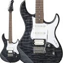 楽器種別：新品エレキギター/YAMAHA 商品一覧＞＞エレキギター/YAMAHA/PACIFICA Series 商品一覧＞＞エレキギター【25，000円〜50，000円】 商品一覧＞＞当店のギターは、出荷前に専門スタッフが検品・調整しているので安心です！YAMAHA PACIFICA212VQM (Translucent Black) [SPAC212VQMTBL]商品説明YAMAHA Pacifica SeriesPACIFICA112Vをベースに、ボディトップ及びヘッドに美しいキルテッドメイプルを配した高級感あふれるモデル。※製品の特性上、杢目・色合いは1本1本異なります。ボディ: キルテッドメイプル(QM)＋アルダーネック: メイプル ボディ/ネック構造: ボルトオン 指板: ローズウッド 指板アール: 350R フレット数: 22 ブリッジ: ビンテージタイプ（ブロックサドル） スケール: 648mm ピックアップ: シングル（アルニコV）×2、ハムバッキング（アルニコV）×1 ピックアップスイッチ: 5P セレクタースイッチ コントロール: マスターボリューム、マスタートーン（＋コイルタップスイッチ）ソフトケース付き◆カラー：・TBL:トランスルーセントブラックイケベカテゴリ_ギター_エレキギター_YAMAHA_PACIFICA Series_新品 JAN:4957812473613 登録日:2012/07/07 エレキギター ヤマハ やまは パシフィカ