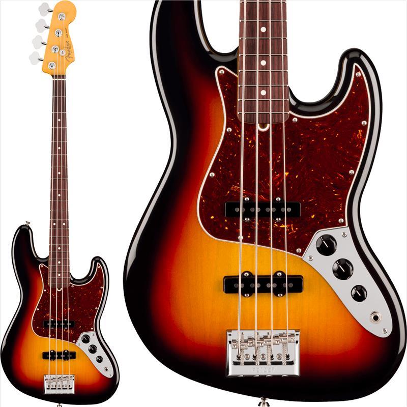 楽器種別：新品Fender USA/American Professional 商品一覧＞＞Fender USA/新品 商品一覧＞＞ベース【195，000円〜375，000円】 商品一覧＞＞エレキベース/JBタイプ/Fender USA 商品一覧＞＞当店のベースは、出荷前に専門スタッフが検品・調整しているので安心です！Fender USA American Professional Jazz Bass (3-Color Sunburst/Rosewood) 【2026 Model 購入先着キャンペーン】商品説明【新モデル発売記念キャンペーン！】Fender USAの最新モデルAmerican Professionalのベースモデルをご購入の方に、なんと先着でFender USA STROBO SONIC PRO TUNER PEDAL (￥14，300相当)をプレゼント！Strobo-Sonic Proは、使い勝手の良い超高精度のストロボチューナーで、驚異的な±0.01セントのチューニング精度を持ちながら、ペダルボードにも優しいコンパクトな設計です。ステージ上での使用を想定して設計されており、大型で視認性の高いLEDディスプレイ、自動輝度調整機能、そして2つの表示モードにより、どんなプレイヤーでも直感的にチューニングが行えます。最新モデルと共にスタジオやステージでご使用ください！※数量限定のため、規定数に達し次第キャンペーンは終了となります。※商品は後日お送りさせていただく場合も御座います。-------------------------------------------------------------------American Professional Precision Bass Vは、70年以上にわたる革新、インスピレーション、そして進化の積み重ねを基に、現代のプロフェッショナルプレイヤーの要求に応えるために開発された5弦モデルです。Modified 1963 Cネックシェイプには、滑らかなロールドエッジ加工を施した指板、快適な演奏性を実現するSuper-Naturalサテンフィニッシュ、そして新たにデザインされたネックヒールを採用。優れた握り心地とハイポジションへのスムーズなアクセスを実現しています。新開発のV-Mod III Precision Bass Vスプリットコイルピックアップは、Precision Bassならではの力強いパンチと唸るようなローエンドを維持しながら、これまで以上に高い明瞭度を実現しています。また、ClassicGear Precisionポテンショメーターは、最適化されたトルク設定と高精度な抵抗値、音楽的なテーパー特性により、人間の聴覚特性に合わせた、音量や音色の滑らかで自然なコントロールを実現します。American Professional Precision Bass Vは、手にした瞬間から感じられる親しみやすさと優れたサウンドの汎用性を備えています。数々の改良を積み重ねることで、プロフェッショナル向け楽器の新たな基準を打ち立てるモデルへと進化しました。※画像はサンプルです。製品の特性上、木目・色合いは1本1本異なります。商品詳細Body Material: AlderBody Finish: PolyurethaneNeck: Maple， Slim CNeck Finish: Super-Natural Satin Urethane Finish on Back of Neck with Gloss Urethane Headstock FaceFingerboard: Rosewood， 9.5inch (241 mm)Frets: 20， Narrow TallPosition Inlays: White DotNut (Material/Width): Bone， 1.5inch (38.1 mm)Tuning Machines: Fender Lightweight Vintage-Style Keys with Tapered ShaftsScale Length: 34inch (864 mm)Bridge: 4-Saddle HiMass Pro (String-Through-Body or Top-Load)Pickguard: 4-Ply TortoiseshellPickups: V-Mod III Single-Coil Jazz Bass (Bridge)， V-Mod III Single-Coil Jazz Bass (Middle)， (Neck)Pickup Switching: NoneControls: Volume 1. (Middle Pickup)， Volume 2. (Bridge Pickup)， Master ToneControl Knobs: Vintage-Style Black Plastic Jazz BassHardware Finish: Nickel/ChromeStrings: Fender USA 7250M Nickel Plated Steel (.045-.105 Gauges)， PN 073725040Deluxe Molded Case付属イケベカテゴリ_ベース_エレキベース_JBタイプ_Fender USA_American Professional_新品 SW_Fender USA_新品 JAN:0885978993109 登録日:2026/10/12 エレキベース フェンダー ふぇんだー フェンダーUSA FenderUSA アメプロ アメリカンプロフェッショナル