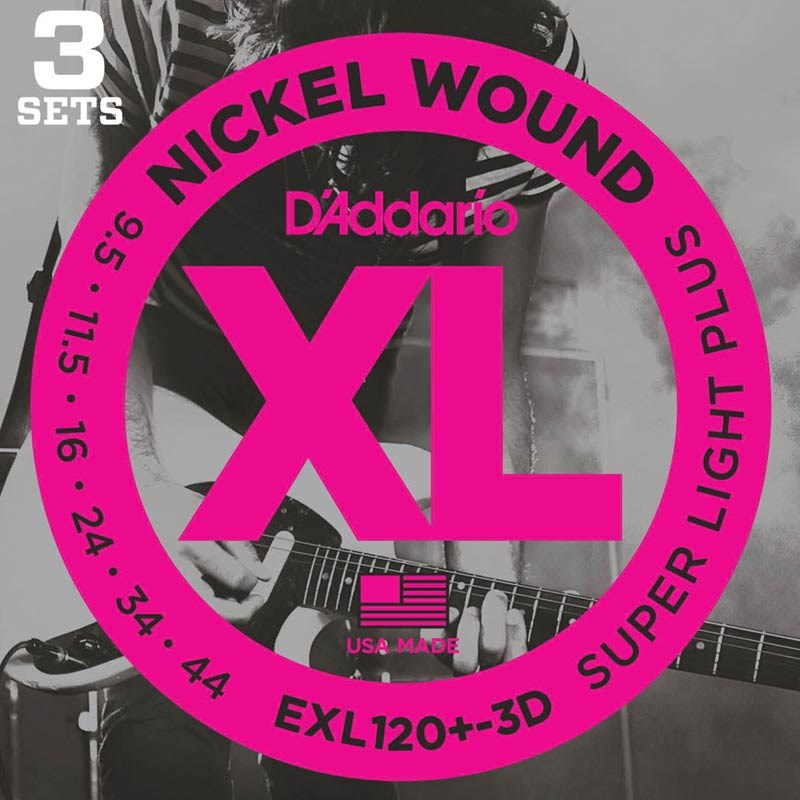 楽器種別：新品D’Addario/新品 商品一覧＞＞楽器アクセサリ【〜5，000円】 商品一覧＞＞弦/エレキギター弦/D’Addario 商品一覧＞＞品揃え豊富な当店なら弦、パーツ、ケーブルなどのアクセサリーがまとめて揃います！D’Addario XL Nickel EXL120+-3D (3 Pack/9.5-44)商品説明お得なダダリオ・エレキ弦 3セットパック！お馴染みの弦が3セット入ったエコパックセット。（箱の中は、3セット別々の袋にパッキングされております）＊ゲージ【EXL-120+】 : 0095-0115-016-024-034-044イケベカテゴリ_楽器アクセサリ_弦_エレキギター弦_D’Addario_新品 SW_D’Addario_新品 JAN:0019954295813 登録日:2019/09/14 エレキギター弦 ギター弦 エレキ弦 ダダリオ