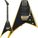 楽器種別：新品エレキギター/Jackson 商品一覧＞＞エレキギター【75，000円〜145，000円】 商品一覧＞＞当店のギターは、出荷前に専門スタッフが検品・調整しているので安心です！Jackson X Series Rhoads RRX24 Black with Yellow Bevels商品説明ジャクソンのX Seriesは不滅のギタリスト、ランディ・ローズによって開拓されたメタルの遺産を継承しています。威風堂々とした誇り高きJackson X Series Rhoads RRX24は、素晴らしいトーン、超高速な演奏性、21世紀のギタリストのための驚くべき価値を提供します。RRX24はポプラボディ、スカーフジョイントのスルーボディ構造はグラファイトの補強を施した1ピース・メイプルネックを採用。指板サイドにはバインディングが施され、24Fのジャンボフレットを使用。12インチ(304.8ミリ)-16インチ(406.4ミリ)コンパウンドラジアスのローレル指板、リバースタイプのジャクソンコンコルド型6連ヘッドストック。ネックグリップは演奏性に優れた薄めの仕上げです。現代のメタラーのために設計された、Seymour Duncan BlackoutアクティヴPUはローノイズでヘヴィなサウンドを出力。コントロールは、ボリューム・コントロール2個、トーン・コントロール1個、3ウェイ・ブレードスイッチを使用。片方のボリュームを0にすることでスイッチング奏法も可能。Floyd Rose Specialダブルロック・トレモロが装備されており、卓越したサステインと安定したイントネーションを実現します。アームアップを可能にするリセス加工がボディに施されています。いつでもスポットライトを浴びる準備のあるこのRRX24！！イエローのベベルが付いたブラック・フィニッシュに、リバースタイプのシャークフィン・インレイとブラックハードウェアを使用。あのフロントマンが使用するVのような配色が格好良い一本！！※画像はサンプルの為、木目、色味は一本毎に異なります。商品詳細■SPECBody Material: PoplarNeck Material: Maple Neck-Through-Body with Graphite Reinforcement and Scarf JointScale Length: 25.5 inch (648mm)Fingerboard: LaurelFingerboard Radius: 12 to 16 inch Compound Radius (304.8mm to 406.4mm)Number of Frets: 24Fret Size: JumboString Nut: Floyd Rose Special LockingNut Width: 1.6875 inch (42.86mm)Bridge Pickup: Seymour Duncan Blackouts AHB-1BNeck Pickup: Seymour Duncan Blackouts AHB-1NControls: Volume 1. (Neck Pickup)、 Volume 2. (Bridge Pickup)、Master TonePickup Switching: 3-Position BladeBridge: Floyd Rose Special Double-Locking Tremolo (Recessed)Tuning Machines: Jackson Sealed Die-Castソフトケース付きイケベカテゴリ_ギター_エレキギター_Jackson_新品 JAN:0885978140336 登録日:2022/04/28 エレキギター ジャクソン