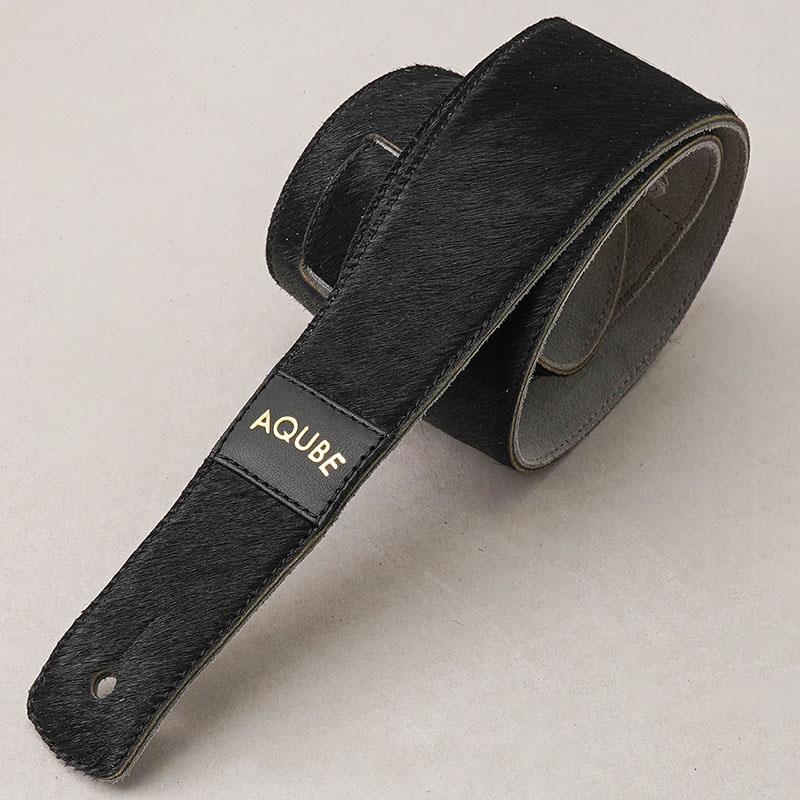 AQUBE MUSIC PRODUCTS 【国産本革ストラップ】COW HAIR(Black) / SLIM / L-Size(エレアコ専用テイル)