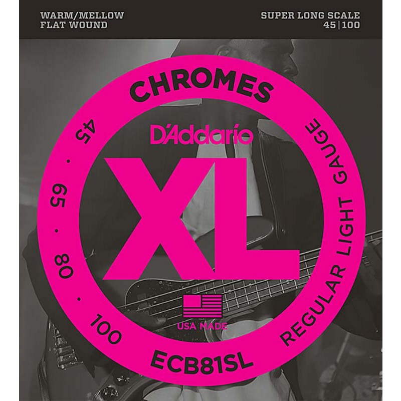 楽器種別：新品D’Addario/新品 商品一覧＞＞楽器アクセサリ【5，000円〜15，000円】 商品一覧＞＞弦/ベース弦/D’Addario 商品一覧＞＞品揃え豊富な当店なら弦、パーツ、ケーブルなどのアクセサリーがまとめて揃います！D’Addario Chromes Flat Wound ECB81SL商品説明ミュージシャン御用達ベース弦、ダダリオ！ 定番中の定番ダダリオベース弦です！ダダリオのフラットワウンド弦は、その滑らかな仕上げと優れた音色で定評があります。へクスコアの芯線に土台となる巻き弦をワウンドし、さらに社内で内製する非常に精度の高いフラットなリボン形状の巻弦をワウンドした後、3段階に研磨して非常にスムーズな表面に仕上げています。 ECB81SL 045SL-065SL-080SL-100SL Super Long Scale/Regular Lightイケベカテゴリ_楽器アクセサリ_弦_ベース弦_D’Addario_新品 SW_D’Addario_新品 JAN:0019954925727 登録日:2009/09/29 ベース弦 ダダリオ