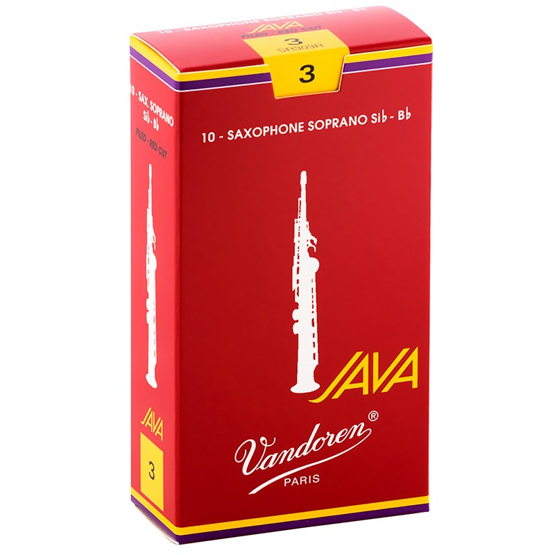 翌日配達 VANDOREN 《硬さ：3》ソプラノサックス用リード バンドレン JAVA(ジャバ) ファイルド レッドカット 【宅配便発送】【正規輸入品】
