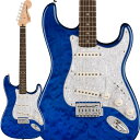 楽器種別：新品エレキギター/Squier by Fender 商品一覧＞＞エレキギター/Squier by Fender/Stratocaster 商品一覧＞＞エレキギター【25，000円〜50，000円】 商品一覧＞＞当店のギターは、出荷前に専門スタッフが検品・調整しているので安心です！Squier by Fender Affinity Series Stratocaster QMT (Sapphire Blue Transparent)[国内イケベ独占販売！]商品説明日本国内はイケベ楽器が独占販売！！キルトトップのAffinity Series Stratocaster！！Squier Affinity Series Stratocaster QMTは、伝統的なFenderファミリーへの入り口として、伝説的なデザインと典型的なトーンを備えたギターです。このStratocasterは、薄くて軽量なボディに目を引くキルトメイプルトップ（QMT）、スリムで快適なCシェイプネック、優れたアーミング奏法をサポートする2点支持トレモロブリッジ、スムーズで正確なチューニングを提供するスプリットシャフト付きシールドダイキャストチューニングマシンなど、プレイヤーフレンドリーな洗練された機能を備えています。ジャンルを超えたサウンドバリエーションを実現する5ウェイスイッチングのSquier Single-Coil Stratocasterピックアップを3基搭載し、あらゆるステージであらゆるプレイヤーに寄り添うことができるモデルです。※画像はサンプルとなります。製品の特性上、杢目・色合いは1本1本異なります。商品詳細Series: Affinity SeriesBody Material: (Top)Quilt Maple Veneer， (Back)PoplarBody Finish: Gloss PolyurethaneNeck: Maple， C ShapeNeck Finish: Satin Urethane Finish on Back of Neck with Gloss Urethane Headstock FaceFingerboard: Indian Laurel， 9.5 (241 mm)Frets: 21， Medium JumboPosition Inlays:Pearloid DotNut (Material/Width): Synthetic Bone， 1.650 (42 mm)Tuning Machines: Sealed Die-Cast with Split ShaftsScale Length: 25.5 (648 mm)Bridge: 2-Point Synchronized Tremolo with Block SaddlesPickguard: 4-Ply White PearloidPickups: Ceramic Single-CoilPickup Switching: 5-Position Blade: Position1. Bridge Pickup2. Bridge and Middle Pickup3. Middle Pickup， Position4. Middle and Neck Pickup5. Neck PickupControls: Master Volume， Tone 1. (Neck/Middle Pickups)， Tone 2. (Bridge Pickup)Control Knobs: WhiteHardware Finish: ChromeStrings: Nickel Plated Steel (.009-.042 Gauges)ソフトケース付属イケベカテゴリ_ギター_エレキギター_Squier by Fender_Stratocaster_新品 JAN:0717669602581 登録日:2022/06/20 エレキギター スクワイヤー スクワイアー フェンダー ストラト ストラトキャスター