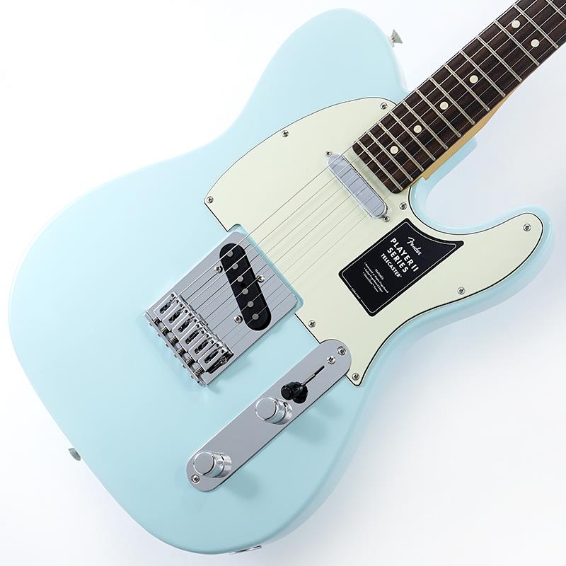 楽器種別：新品Fender MEX/Player 商品一覧＞＞Fender MEX/新品 商品一覧＞＞エレキギター【65，000円〜135，000円】 商品一覧＞＞TLタイプ/Fender MEX 商品一覧＞＞当店のギターは、出荷前に専門スタッフが検品・調整しているので安心です！Fender MEX 75th Anniversary Player II Telecaster (Daphne Blue / Rosewood)商品説明Player II TelecasterPlayer II Telecasterは、Fenderならではのアイコニックなサウンドとスタイルを受け継ぎながら、現代のプレイヤーに向けたアップデートを施したステージユースに最適なモデルです。演奏を力強く支え、さらなるインスピレーションを引き出します。Player II Telecasterは、時代を超えて愛されるFenderの魅力を備えながら、現代のプレイヤーのニーズに応える仕様へと進化しています。ネックには、滑らかなサテンウレタンフィニッシュを施したModern Cシェイプを採用し、演奏性を追求。さらに、ロールドエッジ加工を施した9.5インチラジアスのスラブローズウッドまたはメイプル指板と、22本のミディアムジャンボフレットの組み合わせにより、快適でスムーズなフィンガリングを実現します。ボディ材にはアルダー、チェンバードアッシュ、チェンバードマホガニーのオプションを用意し、定番のFenderカラーに加え、アーカイブから復刻された新たなカラーオプションもラインアップしています。Player Series Alnico V Single-Coil Teleピックアップは、透き通るような高域、音楽的な中域、引き締まった低域を実現し、あらゆるジャンルに対応するサウンドを奏でます。3ウェイブレードスイッチにより、ネックピックアップの滑らかでベルのような響きから、ブリッジピックアップの鋭いトゥワングサウンド、その中間の多彩なサウンドまで自在に選択できます。さらに、6サドルブリッジ、ブロックスチールサドル、ClassicGearチューナーを搭載し、高いチューニング安定性を実現。幅広いサウンドメイクに対応する柔軟性を備えています。自分だけのサウンドを追求するプレイヤーに最適なPlayer II Telecasterは、Fenderならではのルックス、トーン、そして演奏性を兼ね備えたモデルです。※画像はサンプルです。製品の特性上、杢目、色合は個体ごとに異なります。商品詳細Body Material: AlderBody Finish: PolyesterNeck: Maple， Modern CNeck Finish: Satin UrethaneFingerboard: Maple or Rosewood， 9.5 (241 mm)Frets: 22， Medium JumboPosition Inlays: Black Dot (Maple)， White Dot (Rosewood)Nut (Material/Width): Synthetic Bone， 1.650 (42 mm)Tuning Machines: Fender ClassicGearScale Length: 25.5 (648 mm)Bridge: 6-Saddle String-Through-Body Tele with Block Steel SaddlesPickguard: 3-Ply ParchmentPickups: Player Series Alnico 5 Tele Single-Coil (Bridge)， (Middle)， Player Series Alnico 5 Tele Single-Coil (Neck)Pickup Switching: 3-Position Blade: Position 1. Bridge Pickup， Position 2. Bridge and Neck Pickups， Position 3. Neck PickupControls: Master Volume， Master ToneControl Knobs: Knurled Flat-TopHardware Finish: Nickel/ChromeStrings: Fender USA 250L Nickel Plated Steel (.009-.042 Gauges)， PN 0730250403イケベカテゴリ_エレキギター_TLタイプ_Fender MEX_Player_新品 SW_Fender MEX_新品 JAN:0197955229393 登録日:2026/07/26 エレキギター フェンダー ふぇんだー フェンダーMEX フェンダーメキシコ