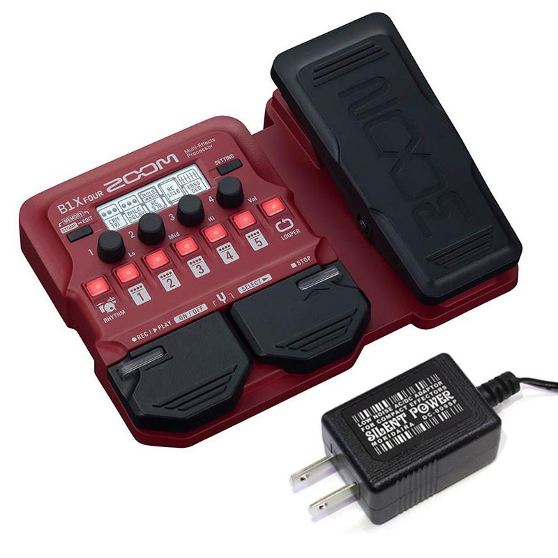 楽器種別：新品ZOOM/新品 商品一覧＞＞エフェクター【10，000円〜20，000円】 商品一覧＞＞ベース用エフェクター/ベース用マルチエフェクター/ZOOM 商品一覧＞＞安心してお買い物頂けるよう、コンパクトもマルチも丁寧梱包でお届けします！ZOOM B1X FOUR 【9Vアダプターセット】商品説明お買い得な9Vアダプターセット！シールドケーブルさえあれば、手にしてすぐに使えます！軽量コンパクトなベース用マルチエフェクツ・プロセッサー B1 FOUR のエクスプレッションペダル搭載モデル『B1X FOUR』『B1X FOUR』は合計70種類以上のアンプ/エフェクトモデルを内蔵し、最大5個を自由な接続順で同時に使用可能。実機の内部回路を忠実にエミュレートした9種類のアンプモデルと先進のIR（インパルス応答）を用いたキャビネットモデル、有名ブティックペダルのモデリングを含む60種類以上のベースエフェクトを標準搭載。さらに、PC/Mac用アプリ「Guitar Lab」から配信される、追加のアンプモデル/エフェクト/パッチをダウンロードして、本体に無償でインストール可能。ルーパー機能、リズムマシン機能、チューナー機能、ヘッドフォン端子、音楽プレイヤーを入力できるAUX IN端子を備え、普段のプラクティスからライブステージまであらゆるシーンに対応します。※9Vアダプターは汎用品になります。商品詳細【B1X FOURの主な特長】・実在モデルを忠実にエミュレートした、9種類のアンプ/キャビネットモデル・有名ブティックペダルのモデリングを含む60種類以上のベースエフェクト・最大5エフェクトを同時使用でき、接続順も自由に並び替え可能・PC/Mac用アプリ「Guitar Lab」から、追加のエフェクト/パッチを入手可能・50種類のエフェクトパッチをメモリー可能（ファクトリー/ユーザー兼用）・ベースケースのポケットに収まる、軽量コンパクトデザイン・単3アルカリ電池×4本で、18時間の連続駆動が可能（別売ACアダプタ、USBバスパワーでも駆動）・最長30秒のフレーズを録音できるルーパー機能・ルーパーと同期再生できる68種類のリズムパターン・演奏環境に合わせて全体の音質を瞬時に調節できるアウトプットEQ・音楽プレイヤーなどを接続できるAUX IN端子・Low-B、Hi-Cチューニングにも対応するチューナー機能・付属品：単3アルカリ電池×4本、クイックガイド、パッチリスト・外形寸法：156 (D) x 216 (W) x 52 (H) mm・重量（本体のみ）：610gイケベカテゴリ_エフェクター_ベース用エフェクター_ベース用マルチエフェクター_ZOOM_新品 SW_ZOOM_新品 登録日:2026/06/29 エフェクター マルチエフェクター ズーム