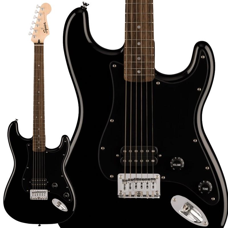 楽器種別：新品Squier by Fender/Stratocaster 商品一覧＞＞Squier by Fender/新品 商品一覧＞＞エレキギター【15，000円〜35，000円】 商品一覧＞＞STタイプ/Squier by Fender 商品一覧＞＞当店のギターは、出荷前に専門スタッフが検品・調整しているので安心です！Squier by Fender Squier Sonic Stratocaster HT H (Black/Laurel Fingerboard)商品説明Squier Sonic シリーズSquier Sonic Stratocaster HT H なら、時間を飛び越えるようなスピードで、どんな音楽でもすぐにギターを始めることができます。象徴的なフェンダースタイル、そして刺激的なトーンをあらゆるプレーヤーにお届けします。この Stratは、薄く軽量なボディに、スリムで魅力的な「C」シェイプネックが相まって、快適な演奏性をもたらします。1基のSquierハムバッキングブリッジピックアップは、満足のいくパワフルなトーンをもたらします。その他、高い安定性を誇る 6 サドルハードテイル ブリッジ (HT)、スムーズで正確なチューニングが可能なシールドギアチューニングマシン、耐久性のあるクロムメッキハードウェアなど、魅力的な特徴を数多く備えています。※画像はサンプルになります。製品の特性上、杢目・色合いは1本1本異なります。個体差によりスカンク・ストライプが無い場合もございます。ソフトケース付属商品詳細BodyBody Material：PoplarBody Shape：StratocasterBody Finish：Gloss PolyurethaneNeckNeck Material：MapleNeck Finish：Satin UrethaneNeck Shape：C ShapeScale Length：25.5 (64.77 cm)Fingerboard Material：Indian LaurelFingerboard Radius：9.5 (241 mm)Number of Frets：21Fret Size：Narrow TallNut Material：Synthetic BoneNut Width：1.650 (42 mm)Position Inlays：Pearloid DotTruss Rod：Single-ActionElectronicsBridge Pickup：Ceramic HumbuckerControls：Master Volume， Master ToneSwitching：NoneConfiguration：HHardwareBridge：6-Saddle Top-Load Hardtail with Block SaddlesHardware Finish：ChromeTuning Machines：Die-Cast SealedPickguard：1-Ply BlackControl Knobs：Black PlasticNeck Plate：4-Bolt SquierMiscellaneousStrings：Nickel Plated Steel (.009-.042 Gauges)ソフトケース付属イケベカテゴリ_エレキギター_STタイプ_Squier by Fender_Stratocaster_新品 SW_Squier by Fender_新品 JAN:0717669815882 登録日:2026/05/20 エレキギター スクワイヤー スクワイアー フェンダー ストラト ストラトキャスター