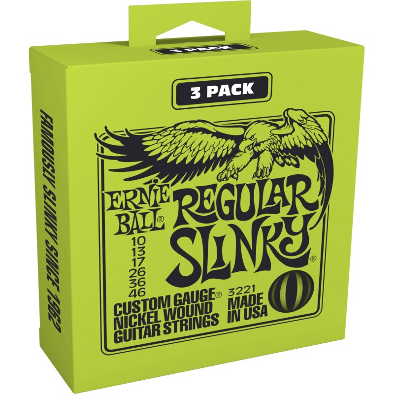 あす楽 ERNIE BALL Regular Slinky Nickel Wound Electric Guitar Strings 3 Pack 3221