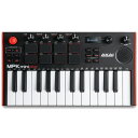 楽器種別：新品MIDIコントローラー/AKAI 商品一覧＞＞MIDIコントローラー【10，000円〜20，000円】 商品一覧＞＞レコーディング機器買うなら、当店で！専門スタッフが迅速丁寧に対応します！AKAI MPK mini Play MK3商品説明スピーカー内蔵ミニキーボードコントローラーひらめいたアイディアを逃さず、いつどこででも楽曲制作や演奏ができるポータビリティーに優れたキーボードです。約14時間のバッテリ ー稼働が可能なので電源アダプターや充電の心配ありません。また、スピーカーが内蔵されている外部スピーカーへの接続を必要としません。新たにデザインされた内蔵スピーカーは音量や低音域の出力がより強力になり、演奏やジャムセッションをより楽しむことができるようになりました。・バッテリー駆動ミニキーボード・100種類以上の音色のやドラムサウンドを内蔵・前モデルからスピーカーが大きくなり音量と低音域のパフォーマンスが向上・新たな機構を採用した高品位の25鍵ミニ鍵盤・ベロシティ対応MPCスタイル・パッドx8・MIDIアサイナブル・ノブx4・視認性に優れたOLEDディスプレイ・ヘッドホン接続端子（3.5mmステレオミニプラグ）・MIDIコントロール用クラスコンプライアントUSB端子どこでも音楽制作や演奏が楽しめるひらめいたアイディアを逃さず、いつどこででも楽曲制作や演奏ができるポータビリティーに優れたキーボードです。約14時間のバッテリー駆動が可能なので電源アダプターや充電の心配はありません。また、スピーカーが内蔵されているため外部スピーカーへの接続を必要としません。新たにデザインされた内蔵スピーカーは音量や低音域の出力がより強力になり、演奏やジャムセッションをより楽しむことができるようになりました。アコースティック・ピアノやエレクトリック・ピアノ、シンセリードやパッドなど、128種類以上の楽器やドラムキットを含む内蔵音源と新たな内蔵スピーカーの組み合わせにより、さらに充実した音楽体験を提供します。また、リアパネルにはヘッドホン接続端子（3.5mmステレオミニプラグ）を搭載。深夜のプライベートな練習も気兼ねなく行うことができます。優れたパフォーマンス新たに第2世代キーベッドを採用し、あらゆるキーボードプレーヤーのパフォーマンスに対応します。この新しいキーベッドはダイナミックな演奏と正確なベロシティ・レスポンスにより、様々なスタイルの演奏やバーチャルインストゥルメント使用時にも思いのままの演奏を実現します。8つのドラム・パッドはベロシティ対応のMPCスタイル・パッドにアップグレードされ、ドラム・パートの演奏に最適な打感とレスポンスを備えています。USBクラスコンプライアントによりプラグアンドプレイでの使用に対応し、音楽制作時には使用しているDAWと簡単に接続することができます。4つのロータリー・エンコーダー・ノブはパンやオートメーションなどのMIDIパラメーターを自在にコントロールし、精密なエディットを可能にします。コンパクトで頑丈な設計のMPK mini Play MK3はバックパックに入れて、お気に入りの音楽制作アイテムと一緒に安全に持ち運ぶことができます。MPC Beatsソフトウェアと豊富なサウンドコンテンツ付属MPCワークフローのもっとも優れた部分を取り入れたパワフルなDAWソフトウェアDAW「MPC Beats」（Mac/PC用）を付属しています。インストゥルメント・プラグインやエフェクト・プラグイン、オーディオとドラムのサンプルなどヒット作を生み出すのに必要なコンテンツを豊富に収録。さらに、パワフルなポリフォニック・アナログ・シンセ音源Hybrid 3、アコースティック・ピアノ音源Mini Grand、ビンテージ・エレクトリック・ピアノ音源Velvetなど、サウンドデザインにおいて数々の賞を受賞しているAIR Music Technology製のプラグイン・インストゥルメントが複数搭載されています。Melodicsのフリーレッスン60回分付属Melodicsはコンピュータやタブレットなどにダウンロードしてご使用になれるピアノ/ドラムレッスン用ソフトウェアで、楽しみながらキーボード/パッドコントローラー/電子ドラムのスキルアップができます。Melodicsには様々なレッスンがあり、自分のペースでレッスンを進めることができます。お好みの音楽ジャンルの楽曲を再生しながら楽しく練習でき、自身の演奏へのフィードバックも得られます。製品仕様電源 USBバスパワー / 単3アルカリ電池4本サイズ（W x D x H） 31.7 x 17.8 x 5.8 cm重量 0.9 kgイケベカテゴリ_DTM_MIDIコントローラー_AKAI_新品 JAN:0694318025550 登録日:2022/01/12 MIDIコントローラー アカイ 赤井