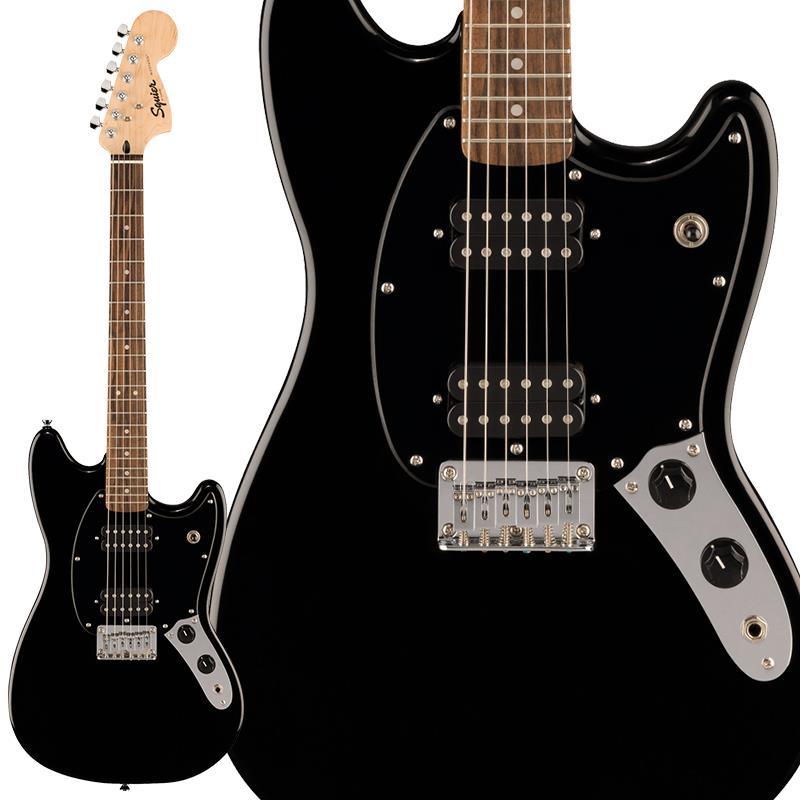 楽器種別：新品Squier by Fender/Mustang 商品一覧＞＞Squier by Fender/新品 商品一覧＞＞エレキギター【20，000円〜45，000円】 商品一覧＞＞MGタイプ/Squier by Fender 商品一覧＞＞当店のギターは、出荷前に専門スタッフが検品・調整しているので安心です！Squier by Fender Squier Sonic Mustang HH (Black / Laurel Fingerboard)商品説明Squier Sonic シリーズSquier Sonic Mustang HHは、すぐにギターを始めたいと考えている向上心溢れるプレイヤーに最適な楽器です。アイコニックなFenderムスタングを原点とした象徴的なスタイリングと刺激的なトーンをあらゆるプレイヤーにお届けします。このムスタングは24インチのショートスケールで、薄く軽量なボディと、スリムで快適Cシェイプネックの組み合わせにより、優れた演奏性をもたらします。2基のSquier(R)ハムバッキングピックアップピックアップ（HH）は、オーディエンスをパワフルなトーンで圧倒します。その他、高い安定性を誇る6サドル式ハードテイルブリッジ、スムーズで正確なチューニングが可能なシールドギアチューニングマシン、耐久性のあるクロムハードウェアなど、魅力的な特徴を多く備えています。※画像はサンプルになります。製品の特性上、杢目・色合いは1本1本異なります。個体差によりスカンク・ストライプが無い場合もございます。ソフトケース付属商品詳細BodyBody Material：PoplarBody Shape：MustangBody Finish：Gloss PolyurethaneNeckNeck Material：MapleNeck Finish：Satin UrethaneNeck Shape：C ShapeScale Length：24 (610 mm)Fingerboard Material：MapleNumber of Frets：22Fret Size：Narrow TallNut Material：Synthetic BoneNut Width：1.650 (42 mm)Position Inlays：Pearloid DotTruss Rod：Single-ActionElectronicsBridge Pickup：Ceramic HumbuckerNeck Pickup：Ceramic HumbuckerControls：Master Volume， Master TonePosition 1. Bridge PickupPosition 2. Bridge and Neck PickupsPosition 3. Neck PickupConfiguration：HHHardwareBridge：6-Saddle Top-Load Hardtail with Block SaddlesHardware Finish：ChromeTuning Machines：Die-Cast SealedPickguard：1-Ply BlackControl Knobs：Black PlasticSwitch Tip：BlackNeck Plate：4-Bolt SquierMiscellaneousStrings：Nickel Plated Steel (.009-.042 Gauges)イケベカテゴリ_エレキギター_MGタイプ_Squier by Fender_Mustang_新品 SW_Squier by Fender_新品 JAN:0197955144924 登録日:2026/05/20 エレキギター スクワイヤー スクワイアー フェンダー ムスタング マスタング