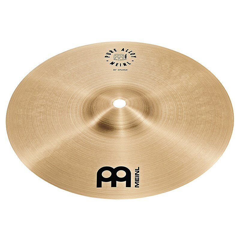 楽器種別：新品MEINL/Pure Alloy 商品一覧＞＞MEINL/新品 商品一覧＞＞ドラム【10，000円〜25，000円】 商品一覧＞＞シンバル/スプラッシュ/MEINL 商品一覧＞＞安心してお買い物頂けるよう、スネアもシンバルも丁寧梱包でお届けします！MEINL Pure Alloy Splash 10 [PA10S]商品説明Pure Alloy Series / Splash 10＜ピュア・アロイ・シリーズ＞マイネル・シンバルの本国：ドイツで高い製造技術と、革新的なアイディアを融合するシンバル・ラインとして、洗練されたマイネルならではのルックスと、精密で丁寧な物作りへのこだわりが、ミュージックスタイルを限定しない優れたタッチと、心地よく澄んだピュアな倍音、幅広い音域をカバーする豊かな響きを実現しています。Byzance（バイザンス）・シリーズに並ぶ、大きなシリーズとして、音楽シーンに求められる様々なキャラクターを提供するモデル達です。＜Splash＞ハイピッチで歯切れ良く、透き通った倍音と綺麗なサステインが特徴。非常に抜けの良いスプラッシュです。イケベカテゴリ_ドラム_シンバル_スプラッシュ_MEINL_Pure Alloy_新品 SW_MEINL_新品 JAN:0842960100112 登録日:2018/07/29 シンバル マイネル