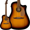 楽器種別：新品エレクトリックアコースティックギター/Fender Acoustics 商品一覧＞＞エレクトリックアコースティックギター/Fender Acoustics/California 商品一覧＞＞エレクトリックアコースティックギター【35，000円〜70，000円】 商品一覧＞＞アコギ買うなら、当店で！出荷前の検品・調整はもちろん、丁寧梱包でお届けします！Fender Acoustics Redondo Player (Sunburst)商品説明ストラトヘッド採用の個性派アコースティック「CALIFORNIA」シリーズ※こちらはヘッド角が有り、ストリングリテイナーが無い新仕様となります。アイコニックなフェンダーエレクトリックギターにインスパイアされてデザインされたCalifornia Playerアコースティックギターは、アメリカ西海岸の冒険と自由の精神を内包し、ミュージシャンを創造性の探求へと誘います。Xブレーシングが施されたソリッドスプルーストップとサペリ材のバック＆サイドで構成されたRedondo Playerのドレッドノートボディは、様々な音楽シーンに対応するスケール感のある音量で、深く、力強いサウンドを生み出します。弾きやすいスリムなCシェイプのナトーネック、25.5インチスケール長、ティルトバック式6インラインヘッドストックなど、フェンダーエレキギターのDNAから生まれた個性的なルックスが特徴です。また、スムーズで正確なチューニングを可能にするヴィンテージスタイルのチューニングマシン、繊細なハーモニクスを生み出すGraphTech NuBoneナットとサドルなど、注目すべきディテールが満載です。また、Fishman Flexプリアンプシステムを搭載し、アンプやレコーディング機器に接続した際に、ギター本来のサウンドを忠実に再現することが可能です。大胆で目を引くユニークなCalifornia Seriesアコースティックギターは、快適な演奏性、優れたサウンド、際立ったスタイリングを備え、他のプレイヤーとは一線を画すユニークな演奏を目指す人たちのために作られています。※画像はサンプルです。製品の特性上杢目は一本一本異なります。※こちらの商品はお取り寄せ対応商品となりますメーカーに在庫のご用意がございます際は、通常1週間程でのお取り寄せが可能でございます。メーカーに在庫のご用意がございません際は、数ヶ月お時間を頂く可能性がございます。詳しい在庫状況・納期につきましては、お問い合わせください。商品詳細Body Shape: RedondoBody Top: Solid SpruceSide & Back: Laminated SapeleNeck Material: NatoHead Stock: Tilt-Back StratocasterFingerboard: WalnutNeck Shape: Slim CScale Length: 25.6 (650 mm)Fingerboard Radius: 15.75 (400 mm)Number of Frets: 20String Nut: Graph Tech NuBoneNut Width: 1.69 (43 mm)Electronics: Fishman FlexControls: Volume， Tone， Push Tone Knob For Phase ControlTuning Machines: Vintage-Styleソフトケース付属イケベカテゴリ_アコースティック／エレアコギター_エレクトリックアコースティックギター_Fender Acoustics_California_新品 JAN:0717669621490 登録日:2023/10/09 エレアコ フェンダー ふぇんだー