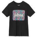 Gibson 【創業50周年大決算SALE】 Floral Block Logo Tee (Black), (Large) [GA-TEE-FLRL-BLK-L...