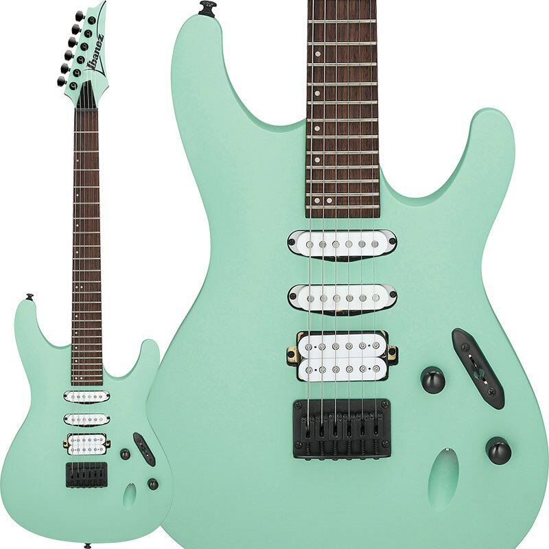 楽器種別：新品Ibanez/新品 商品一覧＞＞エレキギター【40，000円〜80，000円】 商品一覧＞＞STタイプ/Ibanez 商品一覧＞＞当店のギターは、出荷前に専門スタッフが検品・調整しているので安心です！Ibanez S561-SFM [SPOT MODEL]商品説明TOP & BACK アーチのボディがトレードマークのハイ・コストパフォーマンスS登場！・Wizard III Maple neck / Rosewood fretboardネックには、張りのあるパリッとした高音域サウンドが特徴メイプル材を使用しています。指板には、粘りのあるマイルドな中音域サウンドが特徴のローズウッド材を使用しています。薄い握り心地と握り易さを追求し、抜群のプレイアビリティを約束する Wizard IIIネック・シェイプを採用しています。・Ibanez オリジナルQuantum ピックアップ音の輪郭が明瞭な低音域とキレのよい高音域が特徴のIbanez オリジナルQuantumピックアップをマウントしています。・トップ、バックともに美しい曲線を描き、極限まで薄く成形されたSメランティ材ボディ中音域からやや低音域の特性に富んだ、明るくふくよかな音色と甘めのトーンが特徴です。古くから家具材や建築材料にまで幅広く扱われ、フィリピン・マホガニーと称される木材です。・シンプルなコンストラクションで人気のフィクスド・ブリッジ※画像はサンプルです。製品の特性上、杢目、色合いは一本一本異なります。商品詳細Neck type: Wizard III Maple neckBody: Meranti bodyFretboard: Rosewood fretboard w/Off-set white dot inlayFret: JumboBridge: F106 bridgeNeck pickup: Quantum (S) neck pickupMiddle Pickup: Quantum (S) middle pickupBridge pickup: Quantum (H) bridge pickupHardware color: BlackMachine head: Ibanez machine headsStrings gauge: D'Addario EXL110 (.010/.013/.017/.026/.036/.046)Neck DimensionsScale: 648mm/25.5Width at Nut: 43mmWidth at Last Fret: 58mmThickness at 1st: 19mmThickness at 12th: 21mmRadius 400mmRソフトケース付属◆カラー：・SFM (Sea Foam Green Matte)イケベカテゴリ_エレキギター_STタイプ_Ibanez_新品 SW_Ibanez_新品 JAN:4549763281029 登録日:2021/05/28 エレキギター アイバニーズ イバニーズ