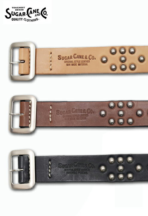 スタッズベルト ベルト（メンズ） 【送料無料】SUGAR CANE “GARRISON STUDS BELT ”　シュガーケーン "ギャリソンベルトスタッズモデル " 本革製　日本製 SCO-2321