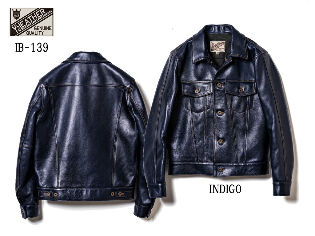 【送料無料】Y'2 leather ワイツーレザー：INDIGO HORSE インディゴホース　Gジャン オリジナルハンガー&テーラーバッグ付き！ 日本製 made in japan 3rd Type　IB-139 　38インチ