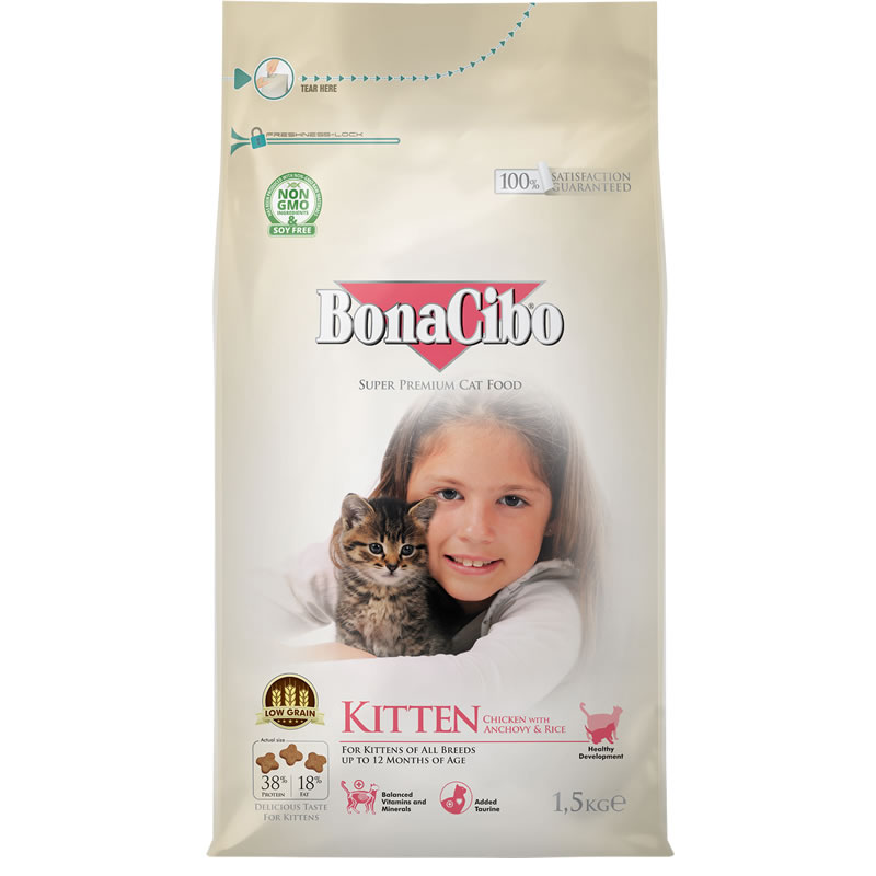 【子猫用キャットフード】ボナシーボ/BonaCibo チキン アンチョビ＆ライス 1.5kg