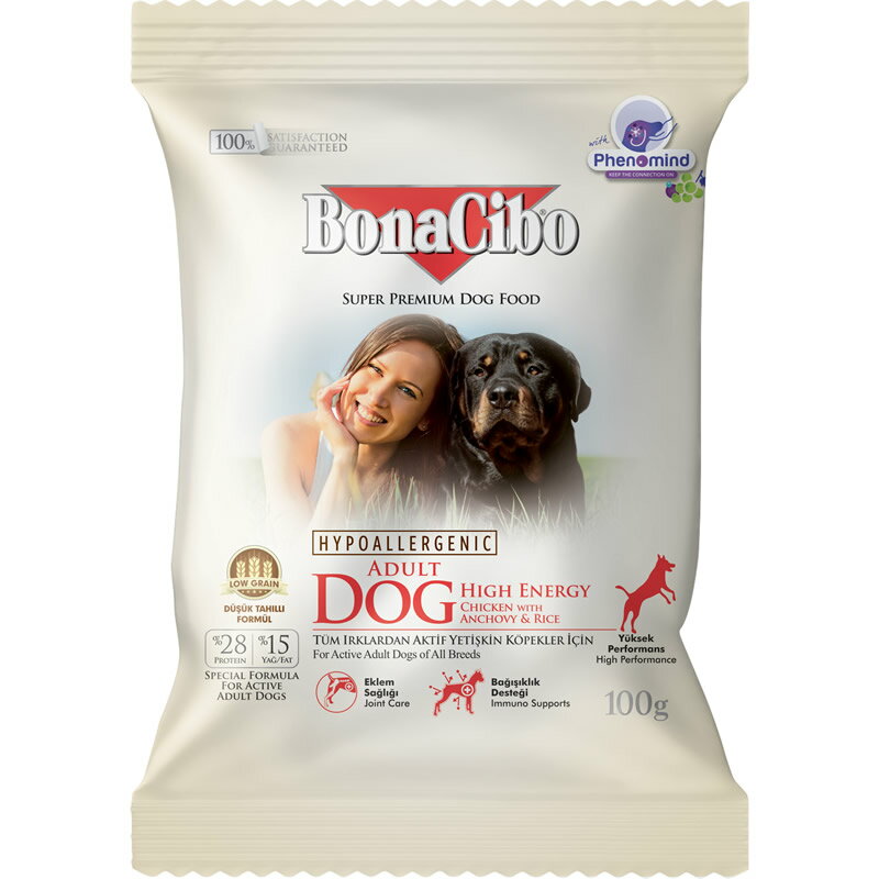 【成犬用ドッグフード】ボナシーボ/BonaCibo チキン・アンチョビ＆ライス（高エネルギー）100g