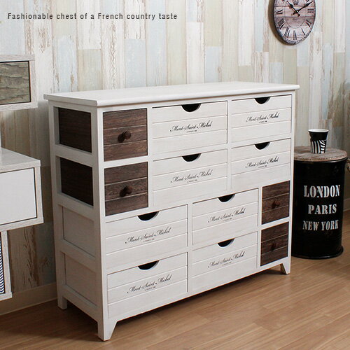 チェスト 北欧 アンティーク風 白 4段 (L) ホワイト おしゃれ かわいい フレンチ カントリー風 完成品 脚付き 衣類収納 コンパクト 木製 桐 シャビー...
