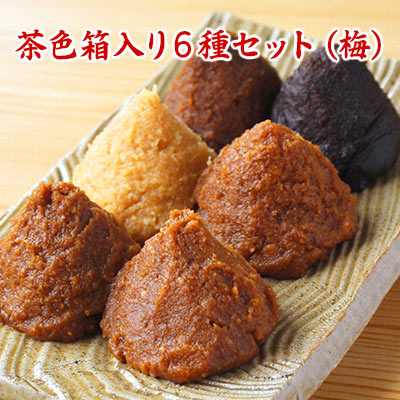 調味料セット 【送料無料 ギフト】 茶色箱入り6種類お味噌セット・梅 信州こうじ味噌 仙台こし味噌 越後味噌 八丁味噌 無添加麦味噌 合わせ味噌 国産味噌 ギフト 赤味噌 白味噌 セット 食品 調味料 セット・詰め合わせ 米味噌 豆味噌 麦味噌 無添加味噌 高級ギフト 【smtb-T】