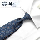 【ポイント10倍】シブミ フィレンツェ Shibumi Firenze ／ 英国製36オンスシルクツイルセッテピエゲ小花ネクタイ（ネイビー）【ネコポス対応 ／ 1点のみ・同梱不可】【ラッピング対応】／ ビジネス ハンドメイド 手縫い 7ピエゲ ヘビーオンス イギリス生地