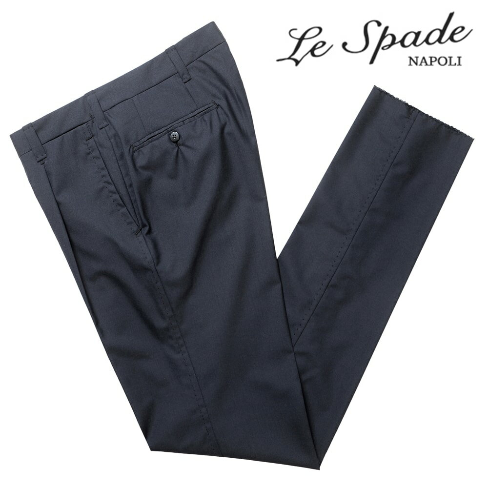 レスパーデ Le Spade ／  ／ CANONICO Super120’sウールトロピカル手縫い1プリーツパンツ（ダークネイビー）／ メンズ イタリア ナポリ ナポリ仕立て 手縫い 丸縫い ビジネス スラックス