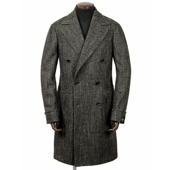 【SALE】ティト アレグレット TITO ALLEGRETTO ／ 【国内正規品】 ／ 22-23AW CANONICO三者混ウールツイードヘリンボーンアルスターカラーポロコート「TA07-013」（ブラック×ブラウン×ホワイト）／ 秋冬 メンズ テーラードのサムネイル