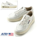 【ポイント10倍】オートリー AUTRY / 【国内正規品】 / ハンド風ペイントスムースレザーレースアップスニーカー「MEDALIST LOW」(ACTION PRT/ホワイト×ホワイト)/ メンズ アメリカ 靴 シューズ 天然革 レザースニーカー メダリスト