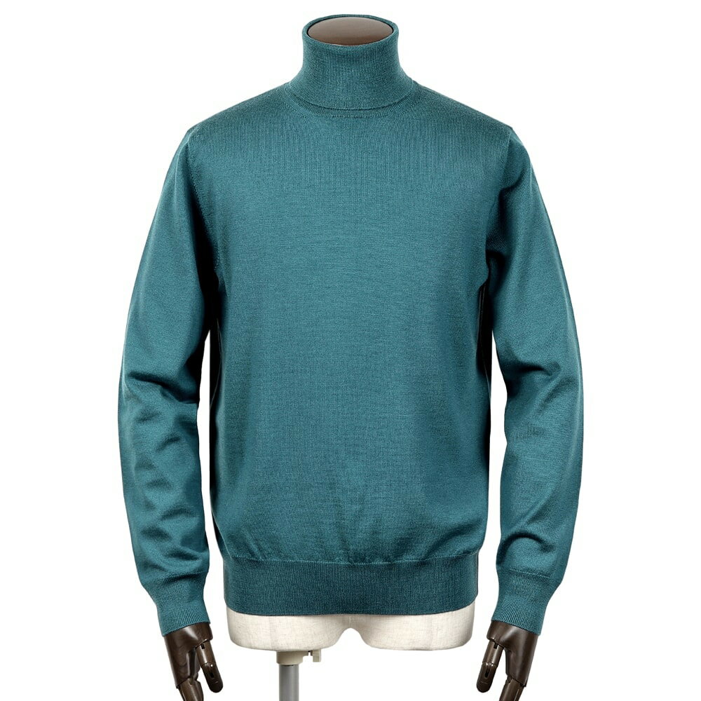 【SALE】クルチアーニ Cruciani ／ 【国内正規品】 ／ 23-24AW 27ゲージウールタートルネックニット「JU4502」（エメラルドグリーン）／ 秋冬 メンズ イタリア セーター ハイゲージニット ウールニット 無地のサムネイル