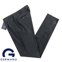 ジェルマーノ GERMANO ／ 23-24AW 製品染めブラッシュドモダールコットンストレッチツイル1プリーツパンツ「521G-7911（CITY）」（ダークネイビー）／ 秋冬 メンズ コットンパンツ 無地 微起毛素材