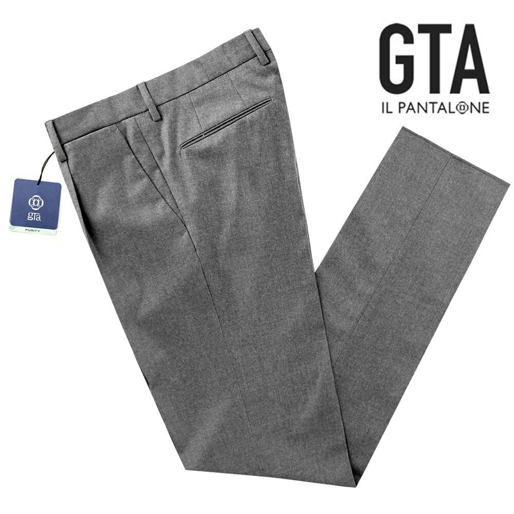 【スーパーSALE／返品・交換不可】ジーティーアー GTA ／ 【国内正規品】 ／ 23-24AW ANGELICO Super100’sウールサキソニー1プリーツパンツ 811 ミディアムグレー ／ 秋冬 メンズ ボトムス ス…