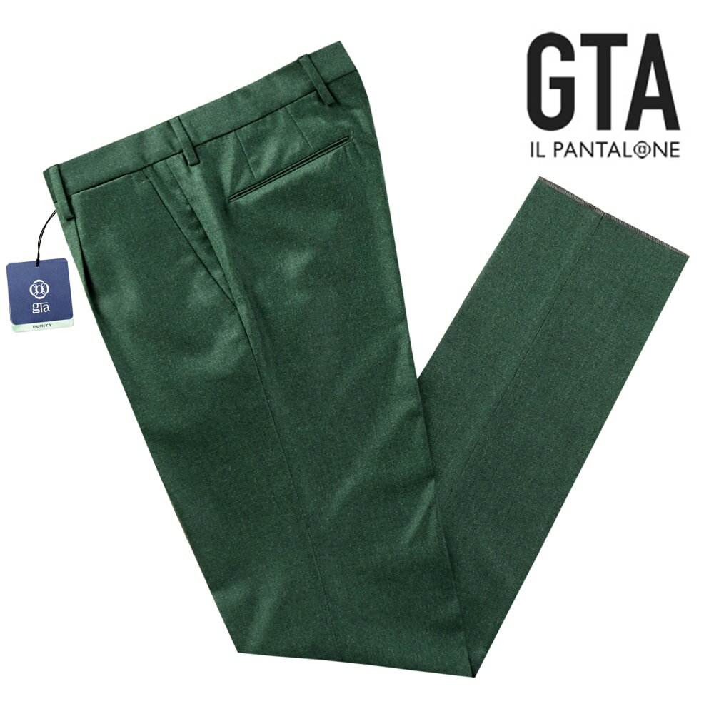 【スーパーSALE／返品・交換不可】ジーティーアー GTA ／ 【国内正規品】 ／ 23-24AW ANGELICO Super100’sウールサキソニー1プリーツパンツ 811 ビリヤードグリーン ／ 秋冬 メンズ ボトムス …