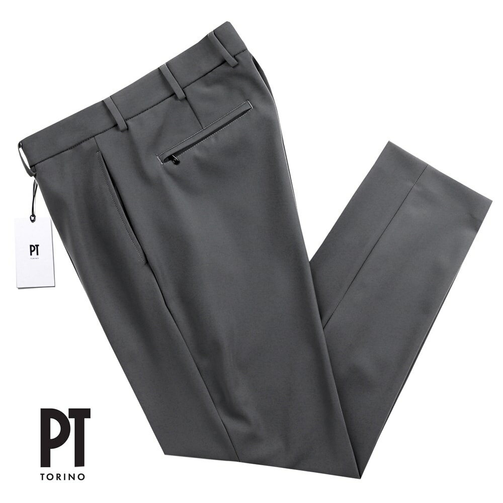 PT TORINO ピーティートリノ ／  ／ 23-24AW スーパーストレッチマットナイロンバックポケットジップパンツ「Active（EPSILON BACK ZIP）」（ダークグレー）／ PT01 PTトリノ 秋冬 メンズ 無地