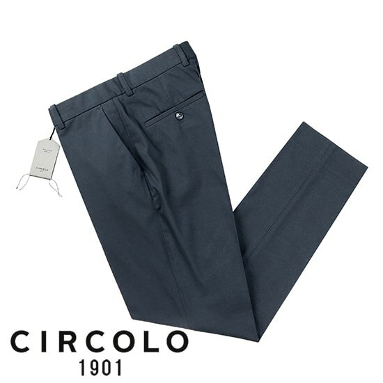 チルコロ 1901 CIRCOLO 1901 ／  ／ 23SS Filo di Scoziaコットンストレッチシルケットジャージーノープリーツパンツ「CN3831SP」（BLU NAVY／ネイビー）／ 春夏 メンズ イタリア ボトムス 無地