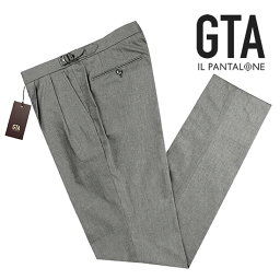 ジー・ティーアー 【ポイント10倍】【SALE】ジーティーアー GTA ／ 【国内正規品】 ／ 23SS コットンストレッチオックスフォードサイドアジャスター2プリーツパンツ「HERRICK」（ミディアムグレー）／ エリック 春夏 メンズ ボトムス コットンパンツ 無地