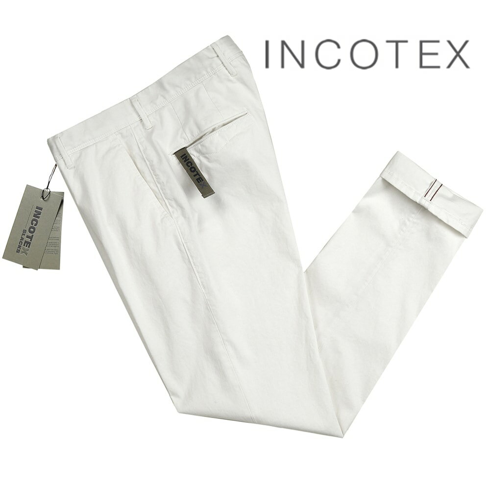 インコテックススラックス INCOTEX SLACKS ／ 【国内正規品】 ／ 23SS 製品染めコットンストレッチギャバジンチノパンツ「16S100-9664A」（ホワイト）／ 3シーズン メンズ イタリア ボトムス チノパン コットンパンツ 100番 無地のサムネイル