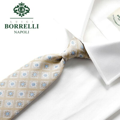 ルイジボレッリ ルイジボレリ LUIGI BORRELLI / 23SS シルクジャカード小花柄ネクタイ「4502031」(ベージュ×ホワイト×サックスブルー)【ネコポス対応 / 1点のみ・同梱不可】【ラッピング対応】/ あす楽非対応 ブランド ビジネス