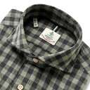 【SALE】ルイジボレッリ ルイジボレリ LUIGI BORRELLI / 24-25AW コットン微起毛チェックホリゾンタルカラーシャツ「NA35(SR44766)」(オリーブ×チャコールグレー)/ あす楽非対応 イタリア カジュアルシャツ メンズ チェック