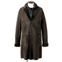 【SALE】ムーレー MOORER / 【国内正規品】 / 中綿ベスト付きムートンチェスターコート「CARBONI-ME」(MORO/ダークブラウン)【ハンガー...