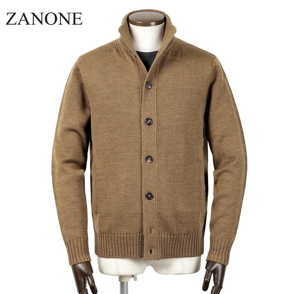 【ポイント10倍】ザノーネ ZANONE / 【国内正規品】 / ウール5ゲージスタンドカラーニットカーディガン「CHIOTO」(ダークキャメル)/ セール除外...