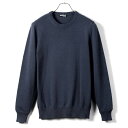 アレッサンドロルッピ Alessandro Luppi ／ 24SS 当店別注GIZA86コットン10ゲージ長袖クルーネックニット「40」（NAVY／ネイビー）／ 春夏 メンズ イタリア 長袖ニット ミドルゲージニット エジプト綿 ギザ綿 無地