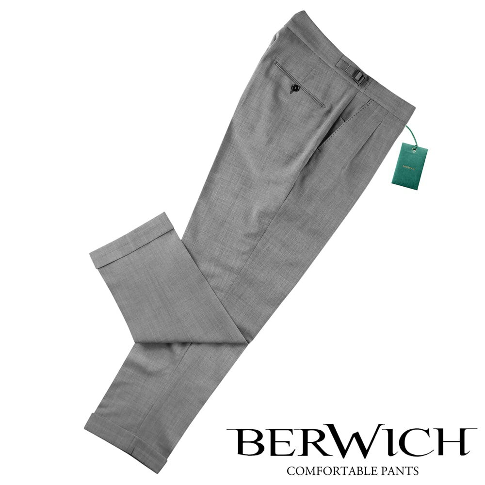 ベルウィッチ BERWICH ／  ／ 24SS ZIGNONEウールモヘヤストレッチトロピカルサイドアジャスターパンツ「SCOTCH」（GREY／ミディアムグレー）／ スコッチ 春夏 メンズ イタリア サイドアジャスターパンツ 無地