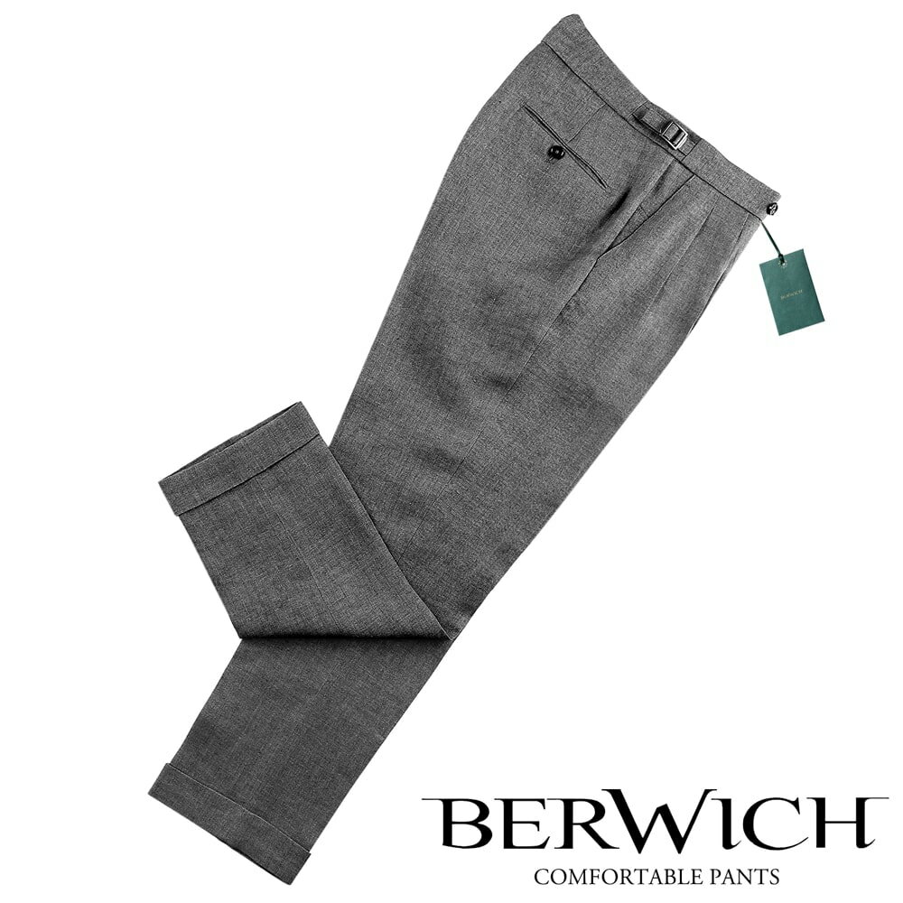 ベルウィッチ BERWICH ／  ／ 24SS リネンヘリンボーンサイドアジャスターパンツ「SCOTCH」（MATT GREY／ミディアムグレー）／ スコッチ 春夏 メンズ イタリア サイドアジャスターパンツ 無地