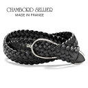 シャンボールセリエ CHAMBORD SELLIER / 【国内正規品】 / フレンチブライドレザーメッシュプンターレベルト「CATUS」(NOIR/ブラック)...