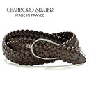シャンボールセリエ CHAMBORD SELLIER / 【国内正規品】 / フレンチブライドレザーメッシュプンターレベルト「CATUS」(MARRON/ダーク...