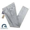 ジェルマーノ GERMANO ／ 24SS 製品染めコットンストレッチギャバジン1プリーツパンツ「521G-8901」（ライトグレー）／ 3シーズン メンズ イタリア ボトムス チノパン コットンパンツ 無地 ソンドリオ